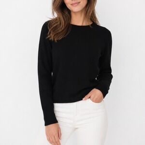 Preswick & Moore Cashmere Sweater Womens Large Black Crew Neck Long Sleeve Knit